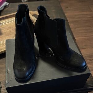 Barneys New York Nabuk Nero Black Heeled Boots